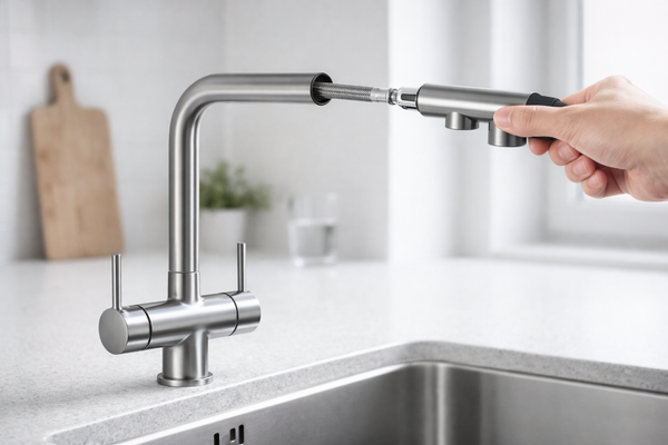 Grifo Extensible 3 Vías – Grifería para Ósmosis con Ducha Extraíble